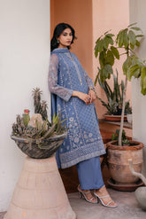 3 Piece Organza Embroidered Suit (FL0006)